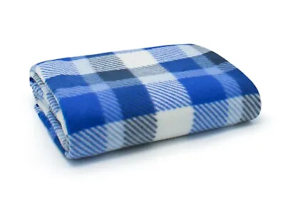 TARTAN CHECKED Large Polar FLEECE Blanket Cosy Warm Soft Winter Travel Blanket • £7.95