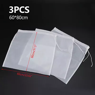 3Pcs Reusable Nylon Fine Mesh Strainer Bag For Coffee Home Brewing Hop Juice • £7.53