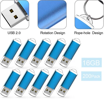 200Pack Bulk 16GB Flash Drive Pen Memory Stick U Disk For Data Storage Laptop PC • $640.99