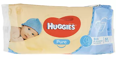 Huggies Pk56 Baby Wipes Pure Unscented Sticky Top • $17.55