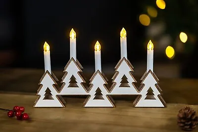 Christmas Wooden Tree 5 LED Candle Bridge Lights Up Arch Decoration Ornament • £9.90