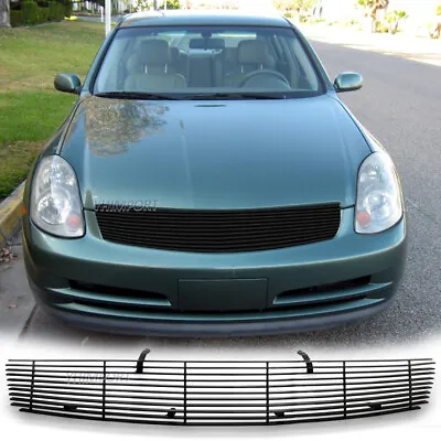 Black Grille Fits 2003-2004 Infiniti G35 Sedan  Main Upper Billet Grill Insert • $66.99