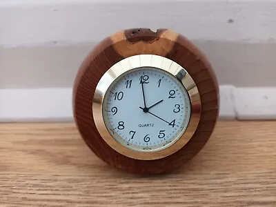 Vtg Hand Carved Yew Wood Treen Working Clock • £14.99