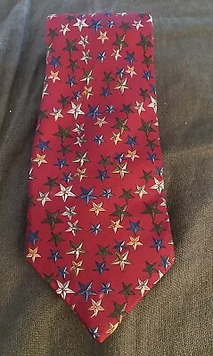 Burberry Vtg Silk Tie Red Stars  • $33