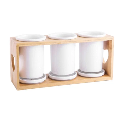 $62.19 • Buy Countertop Flatware Organizer Holder With Bamboo Frame Kitchen Utensil Caddy
