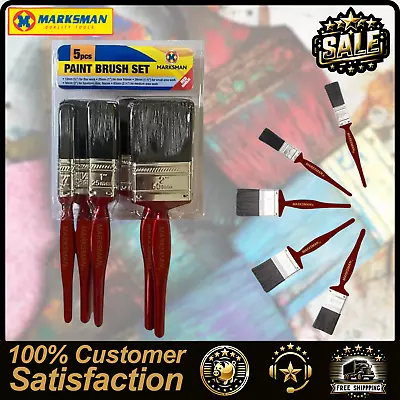 Marksman 5pc Paint Brush Set - Fine Cheap Disposable Brushes Decorating DIY • £7.86