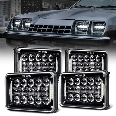 4PCS 4x6 Inch LED Headlights DRL Hi/Lo Halo Projector For Ford Mustang 1979-1986 • $95.99