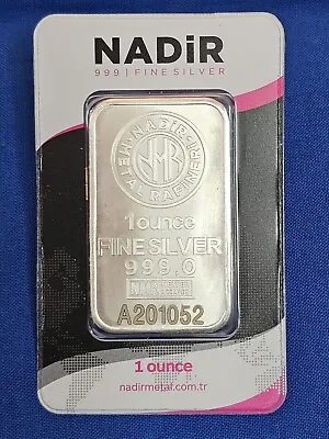 1 Oz Silver Bar Nadir Metal Rafineri NMR - .999 Fine In Assay • $44.98