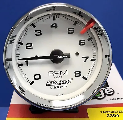 Auto Meter Autogage 2304 Tachometer Tach 8000 RPM Chrome Pedestal Mount 3 3/4  • $100