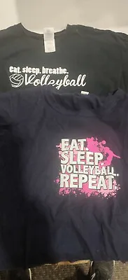 Lot Of 3 Volleyball Shirts Eat Sleep Repeat Breathe No Dinx Defy Gravity T-Shirt • $14.99