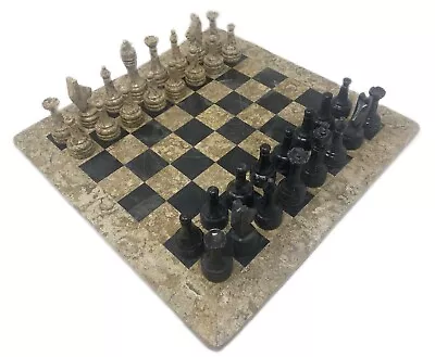 Marble Chess Set 16 X 16 Inches Board With Pieces Coral & Green Onyx • $64.99