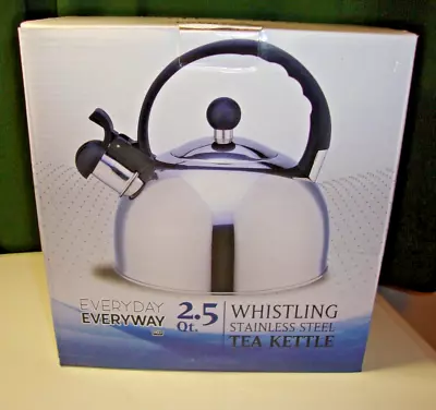 2.5 QT.  TEA KETTLE Whistling Modern  Stainless Steel Tea Pot For Stovetop Grip • $16