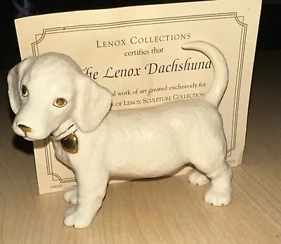 Lenox Dachshund Dog Figurine Ivory Trimmed In 24kt Gold W/COA 4.5” • $29