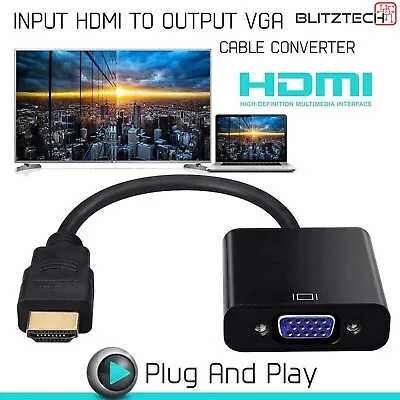 £3.45 • Buy HDMI Male To VGA Female Converter Adapter Cable Audio For 1080P Monitor Output