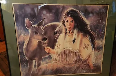 Maija Spring Fawn Native American Woman And Deer Signed Open Edition 20  X 24  • $125