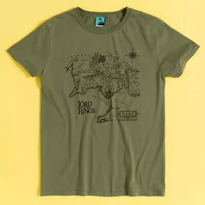 Official Lord Of The Rings Middle Earth Map Khaki T-Shirt : SMLXLXXL3XL • £19.99