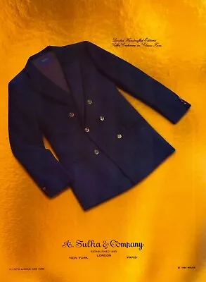 1981 A. SULKA & Company Handcrafted Cashmere Coat ~ VINTAGE PRINT AD • $9.99