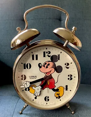Vintage Disney Mickey Mouse Lorus Quartz Alarm Clock Gold Tone Battery Operated • $10.99
