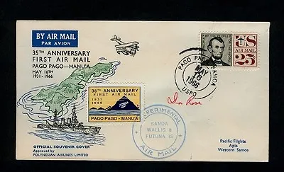 5/16/1966 25th Anniversary First Mail Pago Pago Samoa To Manu'a - COLORFUL • $16.90