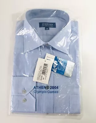 Athens 2004 Olympic Games Men's Medium Official Blue Formal Shirt - Brand New • £9.50