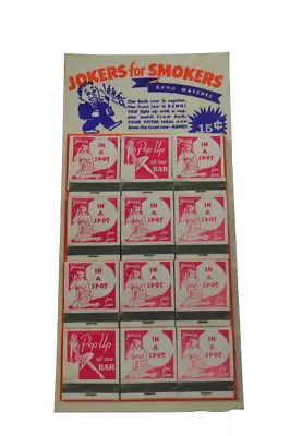 Vintage JOKERS For SMOKERS BANG MATCHES Store Display 12 RISQUE MATCHBOOKS • $65