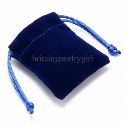 10/50/100pcs Medium 4 X5  Blue Velvet Jewelry Wedding Drawstring Pouch Gift Bag • $10.99