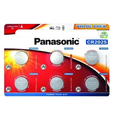 6 X Panasonic Cr2025 3v Coin Cell Battery 2025 Longest Expiry Date  • £4.95