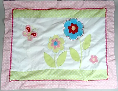Standard Pillowcase Sham Set 2 Pink Polka Dot Appliqued Fleece Flowers Butterfly • $15.99