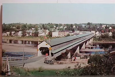 Maine ME New Brunswick Hartland Covered Bridge St John River Postcard Old View • $0.50