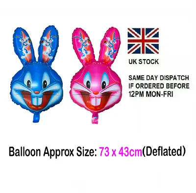 Easter Bunny Rabbit Head 73cm Balloon Pink Blue Super Shape Party Decor UK • £1.95