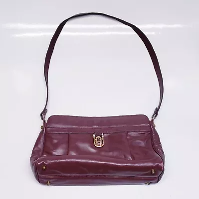 Vintage Etienne Aigner Leather Shoulder Bag Oxblood Dark Red Purse Crossbody • $29.89