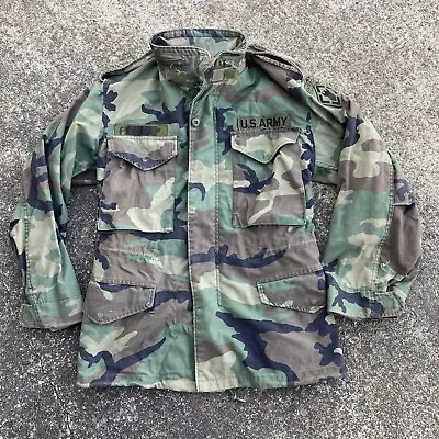 USGI M-65 Field Jacket Coat Cold Weather Woodland Camo With Liner XSmall Short • $44.41