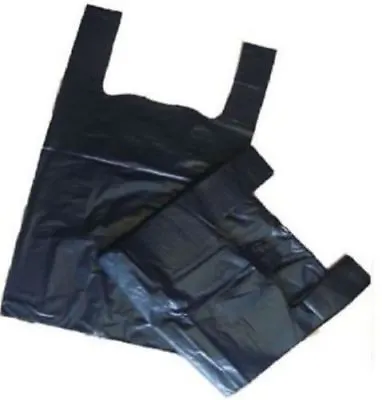 £2.30 • Buy Strong Durable Black Plastic Vest Drink Wine/Bottle Carrier Bags 8  X 13  X 18  