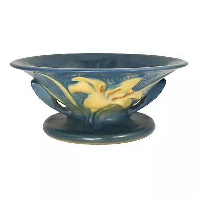 Roseville Zephyr Lily Blue 1946 Vintage Art Deco Pottery Ceramic Bowl 473-6 • $21