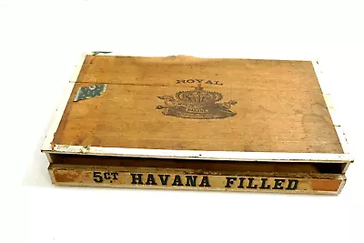 Antique Royal Habana Wooden Dealer Display 17  Long Cigar Box ~ Broken Lid • $23.99