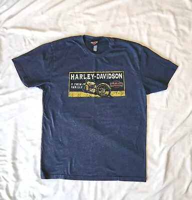 Harley Davidson Open Road Fond Du Lac Wisconsin T Shirt Navy Blue Size L  • $14.99