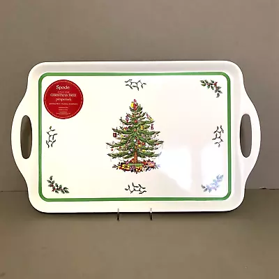 NWT Spode Christmas Tree 19 X 12  Melamine Large Handled Serving Tray • $24.99