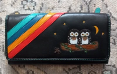 £22 • Buy Visconti RFID Leather Wallet With Hand Painted Owl Design
