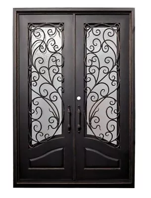 Katy Front Entry Iron Door Rain Glass 62 X 82  Right Active Inswing Black Color • $3495