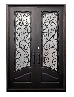 Katy Front Entry Iron Door Rain Glass 72 X 108  Right Active Inswing Black Color • $5395