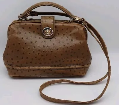 Beautiful ADRIENNE LANDAU Ostrich Leather Vintage Handbag Purse Bag **READ** • $199.99