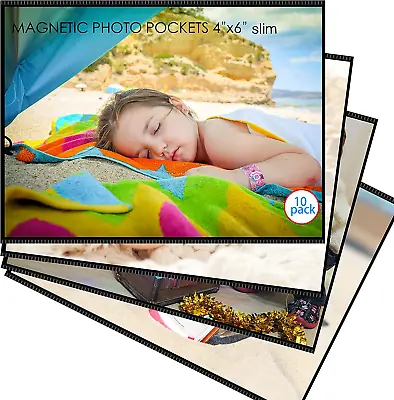 Premium Super Slim Magnetic Picture Pockets Frame With Black Holds 4 X6  10 Pack • $13.99