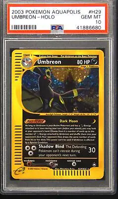 2003 Pokemon Aquapolis H29 Umbreon Holo Rare Pokemon TCG Card PSA 10 Gem Mint • $2900