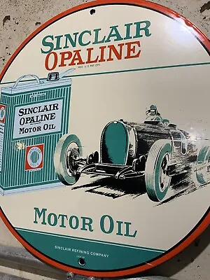 Vintage Style Sinclair  Opaline Motor Oil Gasoline Pump Oil Porcelain Sign • $79