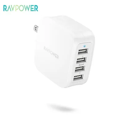 RAVPower 40W 4-Port USB Wall Charger 8A With Foldable Plug Fast Charger Adapter • $11.99