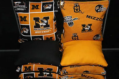 8 CORNHOLE BEANBAGS Made W MISSOURI MIZZOU TIGERS Fabric ACA Reg Bags • $27.38