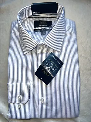 M&S Mens SHIRT SARTORIAL SINGLE CUFF Reg FIT TWO FOLD COTTON SHIRT 15” • £25