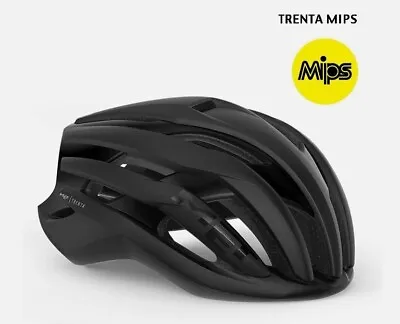 New In Box MET TRENTA MIPS Road Cycling Helmet : BLACK MATTE/GLOSSY - Large • $215