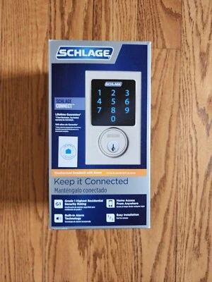 $99 • Buy SCHLAGE Connect Camelot Century Smart Deadbolt Satin Nickel, Alarm Z-Wave Lock