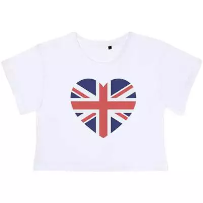 'Union Jack Heart' Women's Cotton Crop Tops (CO038097) • £11.99